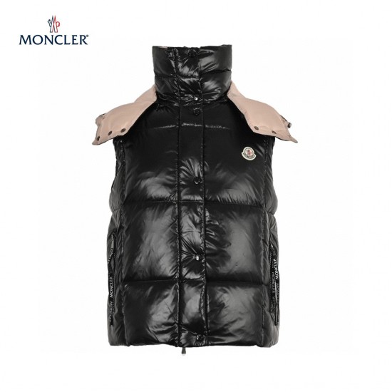 19FW Moncler Bormes Black Bige Sleeveless Down Vest Outerwear Size 0-2 