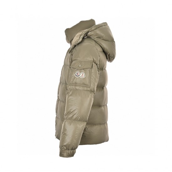 23FW Moncler Maya 70 Logo Zipped Hooded Short Green Down Jacket Size 1-5 