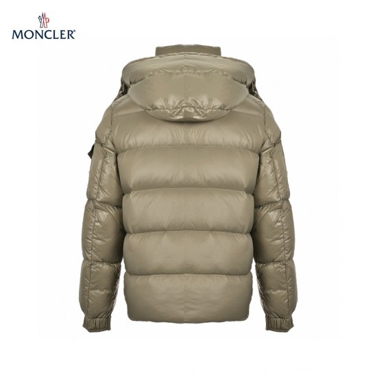 23FW Moncler Maya 70 Logo Zipped Hooded Short Green Down Jacket Size 1-5 