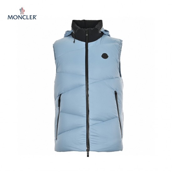 23FW Moncler Tago Black Blue Sleeveless Hooded Down Vest Outerwear Size 1-5 