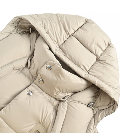 Moncler Bauges Detachable Long Sleeves Short Down Jacket Beige Coats Size 1-5 