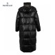 Moncler Parnaiba Quilted Hooded Long Down Jacket Black Brown Size 0-3 