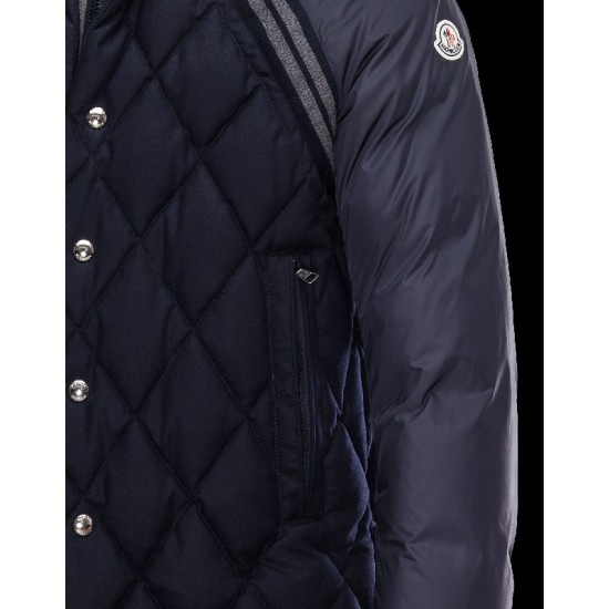 Moncler ARAMIS Turtleneck Dark blue Jackets Flannel Wool Mens 41456790QT