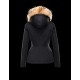 Moncler AYROLLE Detachable Fur Collar Turtleneck Black Jackets Polyester/Cotton/Racoon Womens 41456955NI