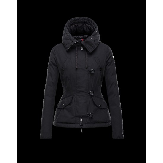 Moncler AYROLLE Detachable Fur Collar Turtleneck Black Jackets Polyester/Cotton/Racoon Womens 41456955NI