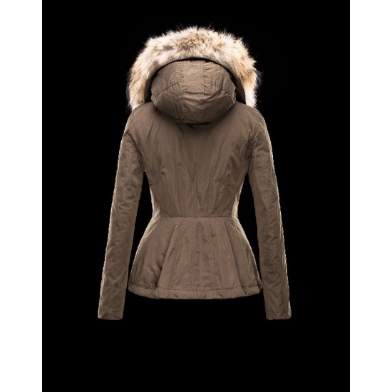 Moncler AYROLLE Turtleneck Detachable Military green Jackets Cotton/Racoon Womens 41456955TN