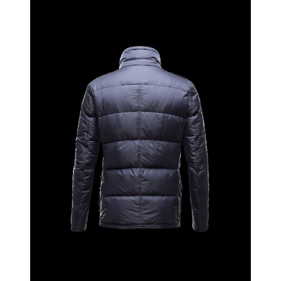 Moncler Amazzone Ribbed Collar Blue Jackets Nylon/Polyamid Mens 41236400TV