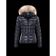 Moncler Armoise Detachable Fur Trimmed Blue Jackets Lacquered Nylon Womens 41224515ML