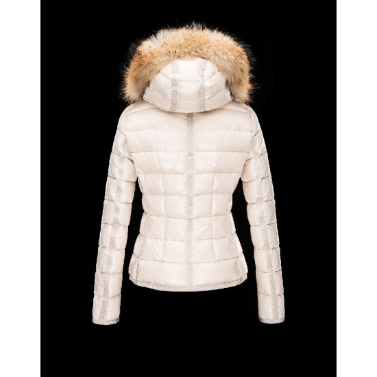 Moncler Armoise Detachable Fur Trimmed Collar Ivory Jackets Nylon/Polyamid Womens 41224515LF