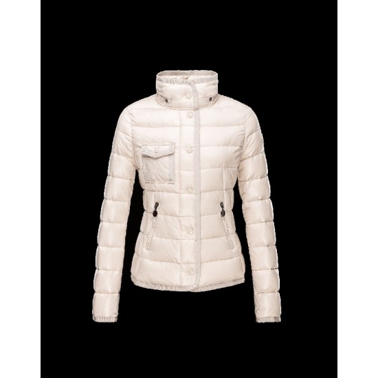 Moncler Armoise Detachable Fur Trimmed Collar Ivory Jackets Nylon/Polyamid Womens 41224515LF