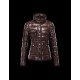 Moncler Armoise Detachable Fur Trimmed Dark brown Jackets Lacquered Nylon Womens 41224515QP