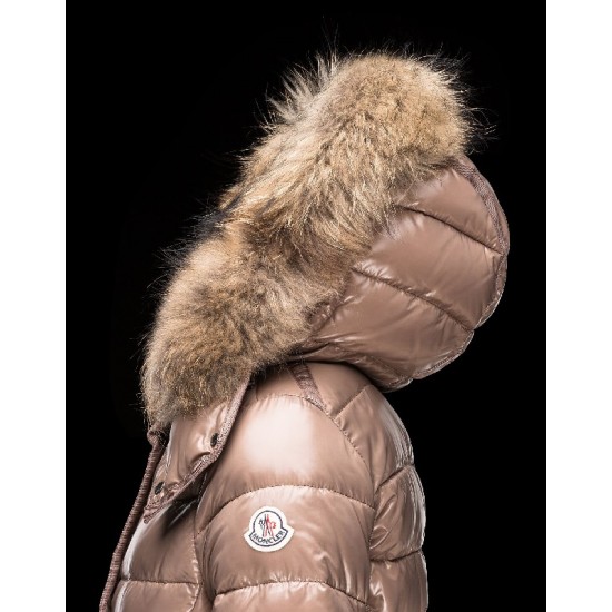 Moncler Armoise Detachable Fur Trimmed Light brown Jackets Lacquered Nylon Womens 41224515CP