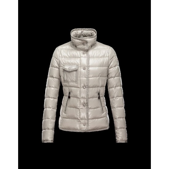 Moncler Armoise Detachable Fur Trimmed Light grey Jackets Lacquered Nylon Womens 41224515DD