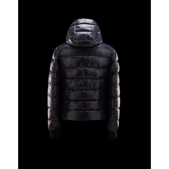 Moncler Aubert Hooded Neckline Blue Jackets Nylon/Polyamid Mens 41224644FN