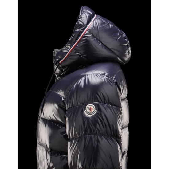 Moncler Aubert Hooded Neckline Blue Jackets Nylon/Polyamid Mens 41224644FN