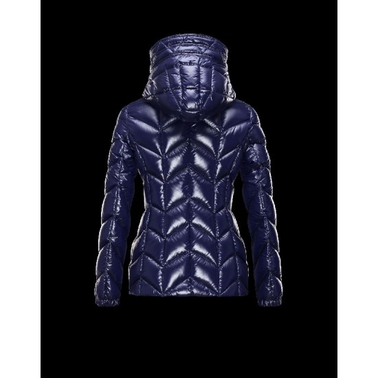 Moncler BADETE Turtleneck Fixed Hood Dark blue Jackets Nylon/Polyamide Womens 41464877MX