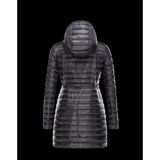 Moncler BARBEL Hooded Ultralight Round Collar Black Jackets Techno Fabric Womens 41411433PR