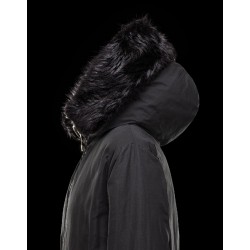 Moncler BASSIAS Detachable Turtleneck Fur Collar Black Coats Polyester/Beaver Womens 41466460TP