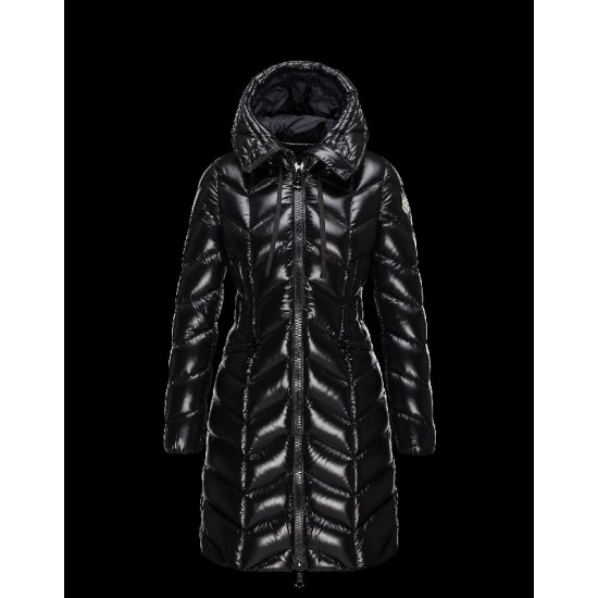 Moncler BELLOY Turtleneck Fur-Trimmed Hood Black Coats Nylon/Polyamide Womens 41461298AB