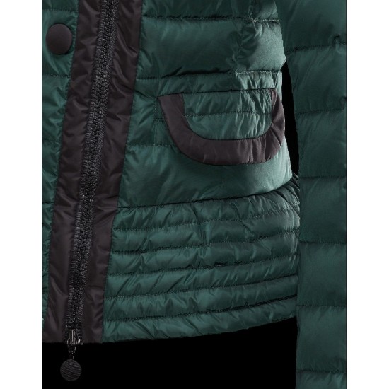 Moncler BIBER Double-Breasted Classic Neckline Dark green Jackets Nylon/Polyamide Womens 41467469KD