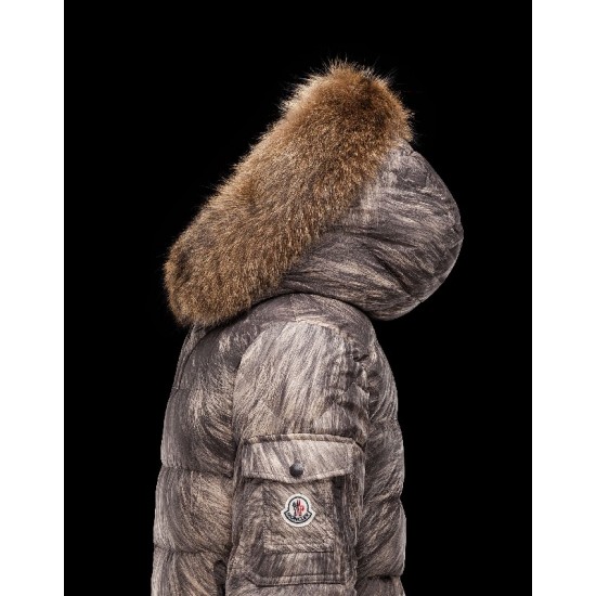 Moncler BYRON Fur-Trimmed Hood Turtleneck Khaki Jackets Polyamide/Coyote Mens 41466614IN