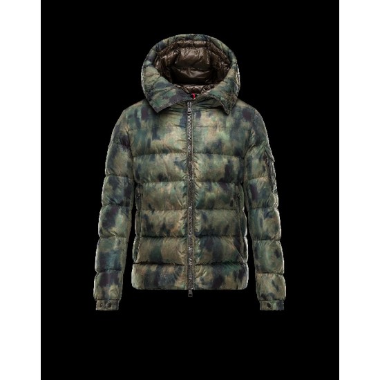 Moncler BYRON Fur-Trimmed Hood Turtleneck Military green Jackets Coyote/Feather Mens 41462301SQ