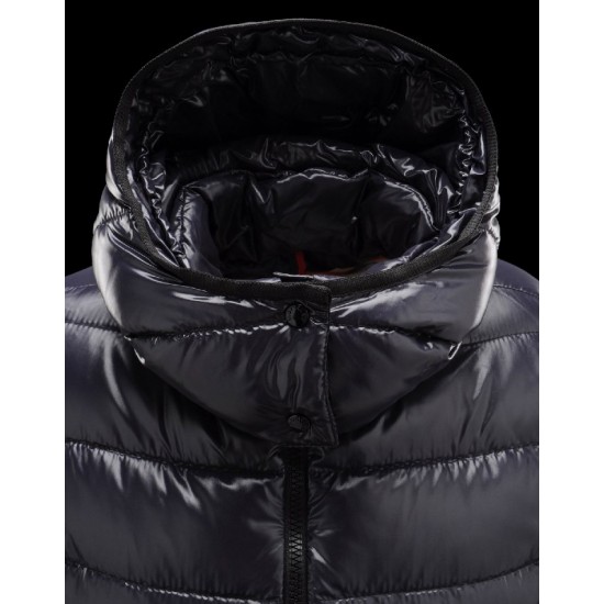 Moncler Bady Detachable Hood Blue Jackets Lacquered Nylon Womens 41224540XX