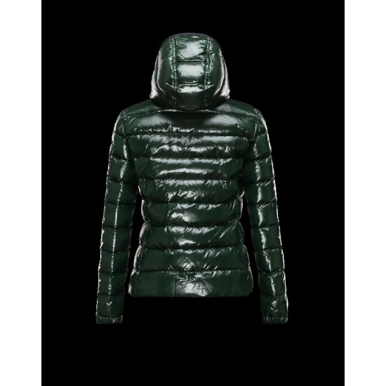 Moncler Bady Detachable Hood Dark green Jackets Lacquered Nylon Womens 41224540TK