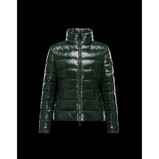 Moncler Bady Detachable Hood Dark green Jackets Lacquered Nylon Womens 41224540TK