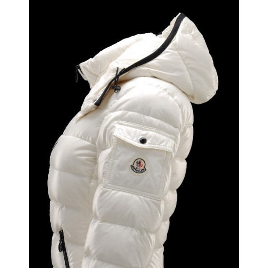 Moncler Bady Detachable Hood Ivory Jackets Lacquered Nylon Womens 41224540PX