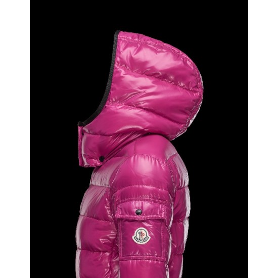 Moncler Bady Detachable Hood Pink Jackets Lacquered Nylon Womens 41224540GR