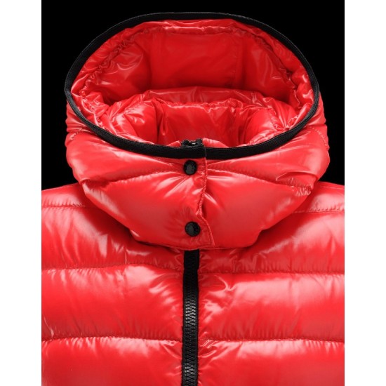 Moncler Bady Detachable Hood Red Jackets Lacquered Nylon Womens 41224540IF