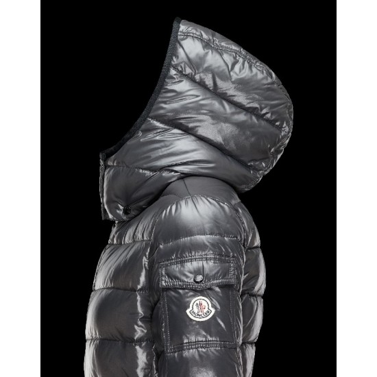 Moncler Bady Detachable Hood Steel grey Jackets Lacquered Nylon Womens 41224540KR