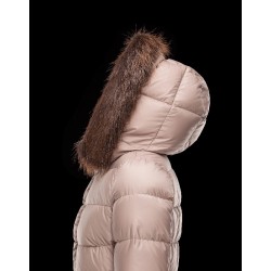 Moncler FABREFUR Detachable Turtleneck Light brown Coats Polyester/Beaver Womens 41456774PI