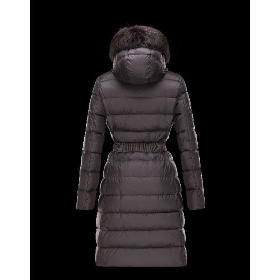 Moncler FABREFUR Detachable Turtleneck Steel grey Coats Polyester/Beaver Womens 41456774XR