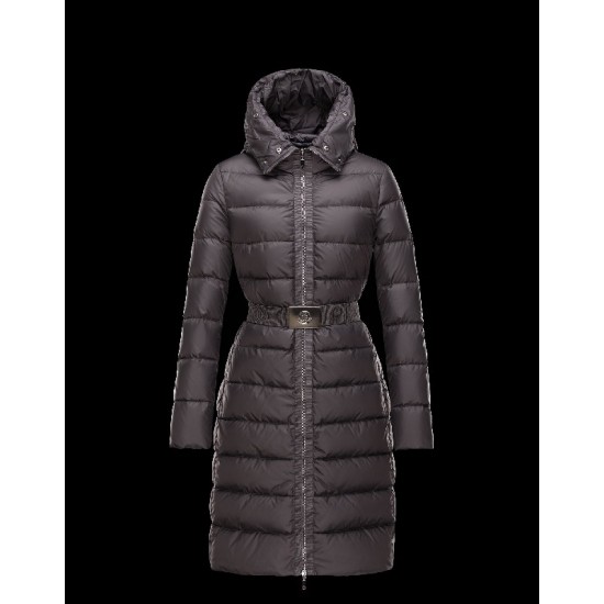 Moncler FABREFUR Detachable Turtleneck Steel grey Coats Polyester/Beaver Womens 41456774XR