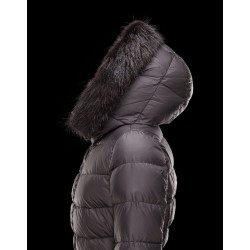 Moncler FABREFUR Detachable Turtleneck Steel grey Coats Polyester/Beaver Womens 41456774XR