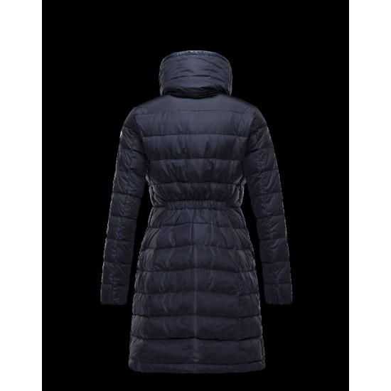 Moncler FLAMME Inner Hood Turtleneck Dark blue Coats Nylon Womens 41381023JX