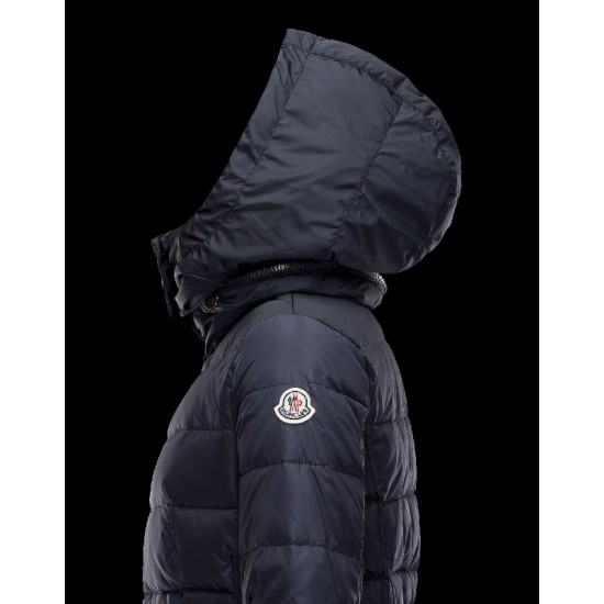 Moncler FLAMME Inner Hood Turtleneck Dark blue Coats Nylon Womens 41381023JX