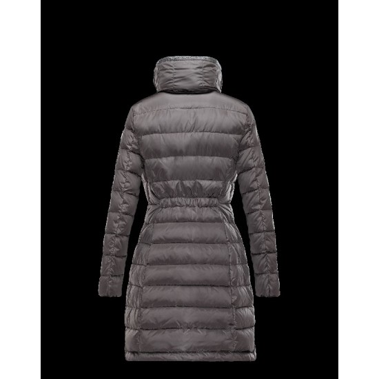 Moncler FLAMME Inner Hood Turtleneck Steel grey Coats Nylon Womens 41381023UH