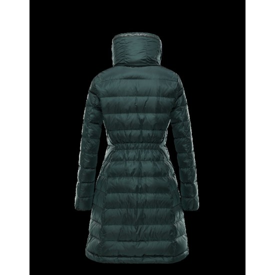 Moncler FLAMME Turtleneck Dark green Coats Nylon/Polyamid Womens 41381023QT