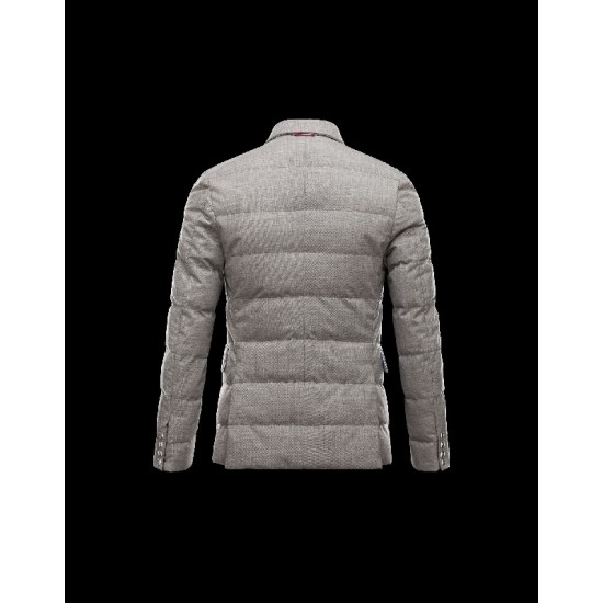 Moncler GAMME BLEU Classic Neckline Light grey Overcoats Laminated Wool Mens 41459919GC