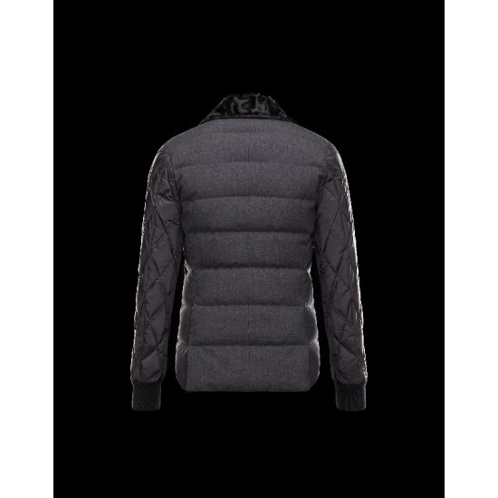 Moncler GAMME BLEU Lapel Collar Black Jackets Wool/Polyamide Mens 41464446RD