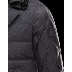 Moncler GAMME BLEU Lapel Collar Black Jackets Wool/Polyamide Mens 41464446RD