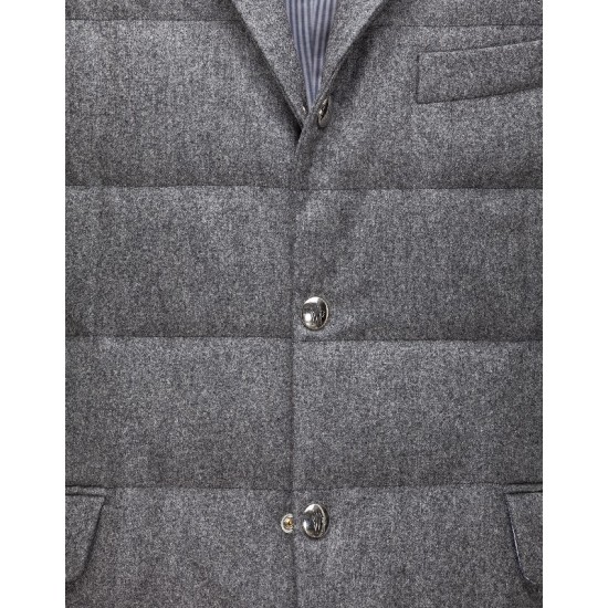 Moncler GAMME BLEU Lapel Collar Lightweight Grey Overcoats Wool/Cotton Mens 41459915LQ