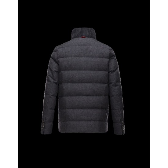 Moncler GAMME BLEU Ribbed Knit Collar Black Jackets Virgin Wool Mens 41464451WO