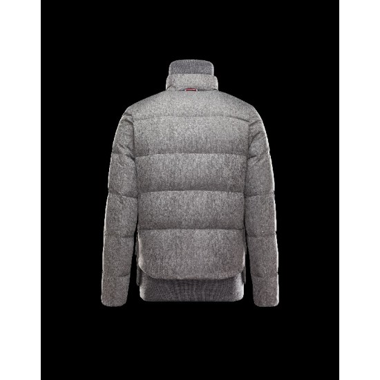 Moncler GAMME BLEU Turtleneck Steel grey Jackets Cotton Technical Fabric Mens 41472643OX