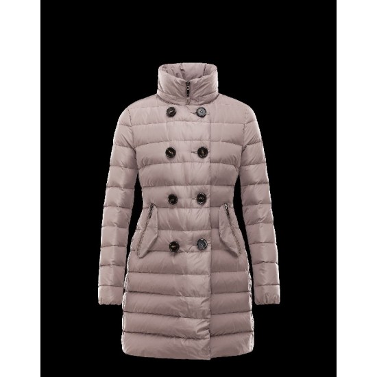 Moncler GARBET Double-Breasted Detachable Dove grey Coats Techno Fabric Womens 41456711MW