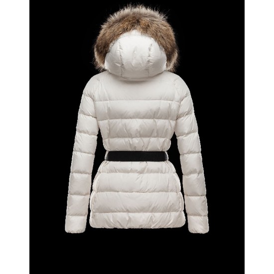 Moncler GENE Turtleneck Detachable Ivory Jackets Nylon/Racoon Womens 41456957NI