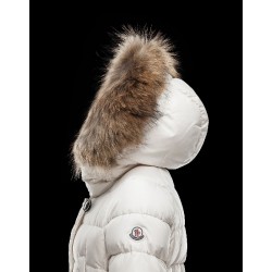 Moncler GENE Turtleneck Detachable Ivory Jackets Nylon/Racoon Womens 41456957NI